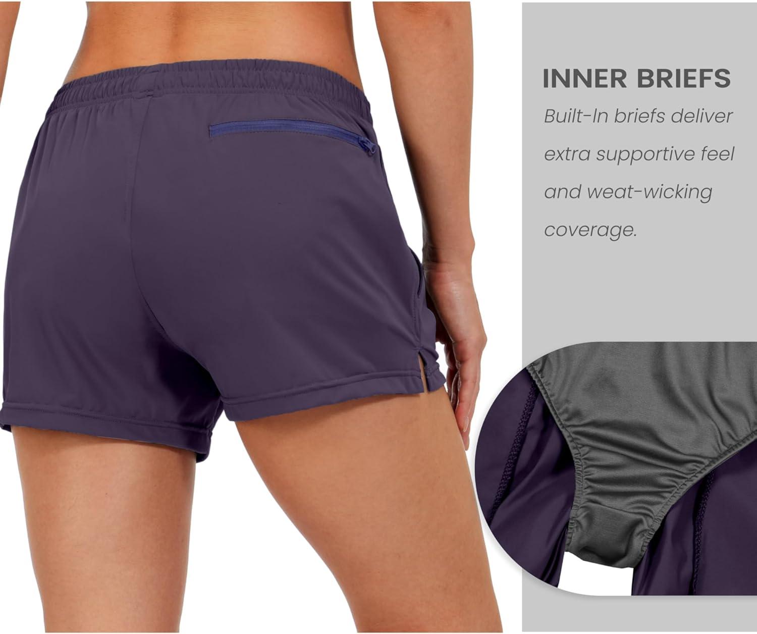 imageLittle Donkey Andy Womens Running ShortsQuick Dry Athletic Shorts Workout Sport Gym Shorts with PocketsUpgraded Dark Purple