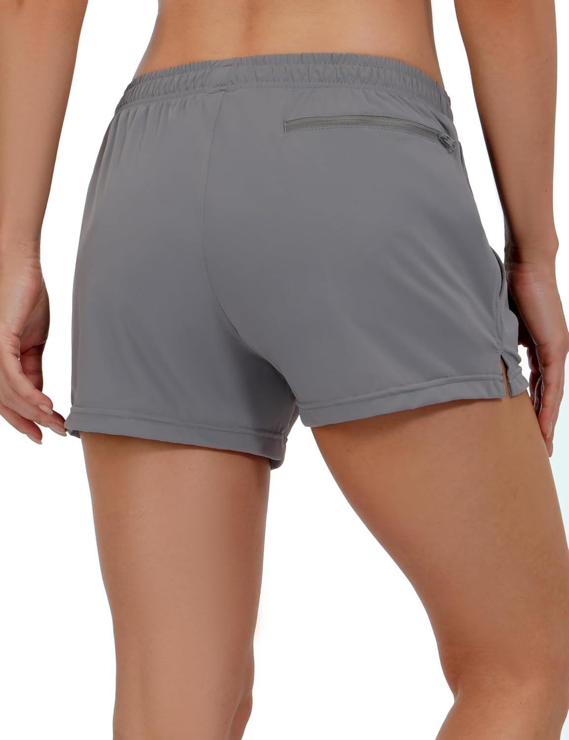 imageLittle Donkey Andy Womens Running ShortsQuick Dry Athletic Shorts Workout Sport Gym Shorts with PocketsUpgraded Grey