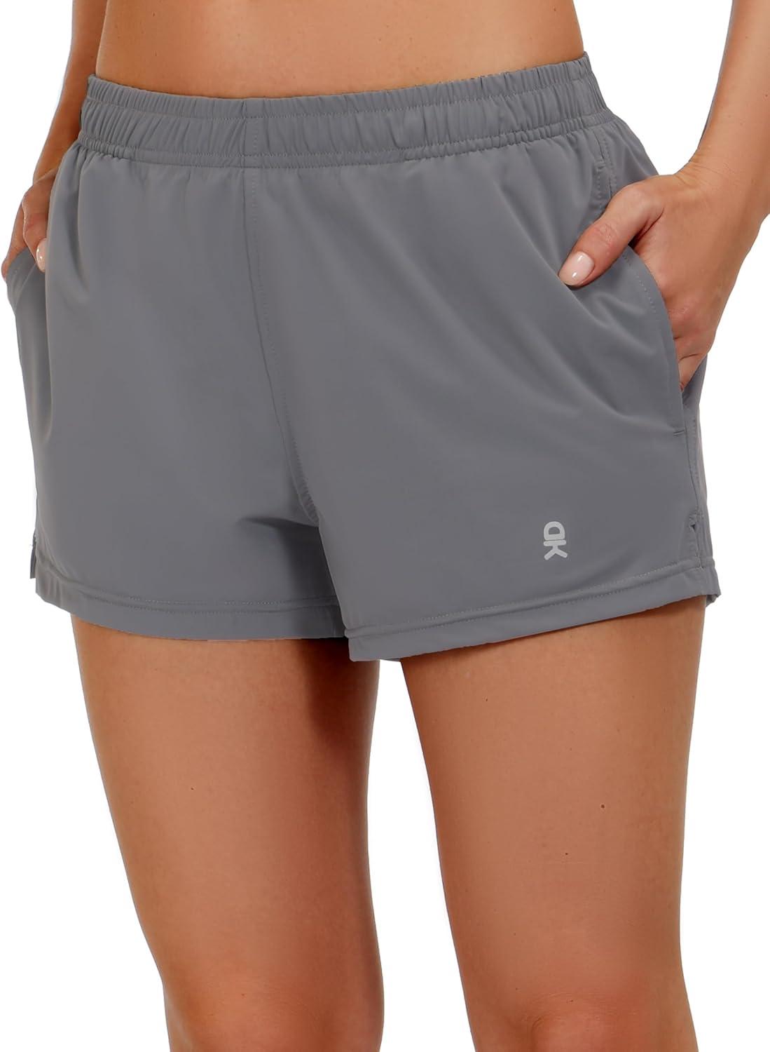 imageLittle Donkey Andy Womens Running ShortsQuick Dry Athletic Shorts Workout Sport Gym Shorts with PocketsUpgraded Grey