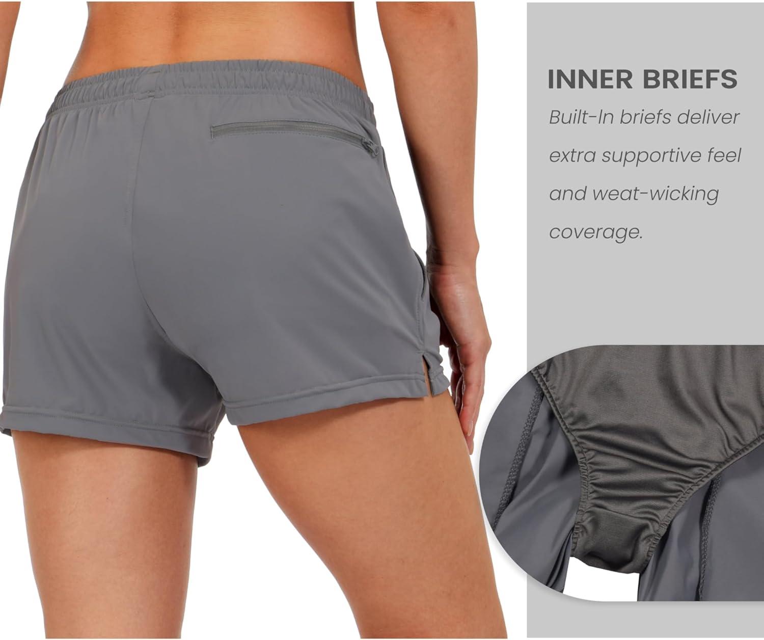 imageLittle Donkey Andy Womens Running ShortsQuick Dry Athletic Shorts Workout Sport Gym Shorts with PocketsUpgraded Grey