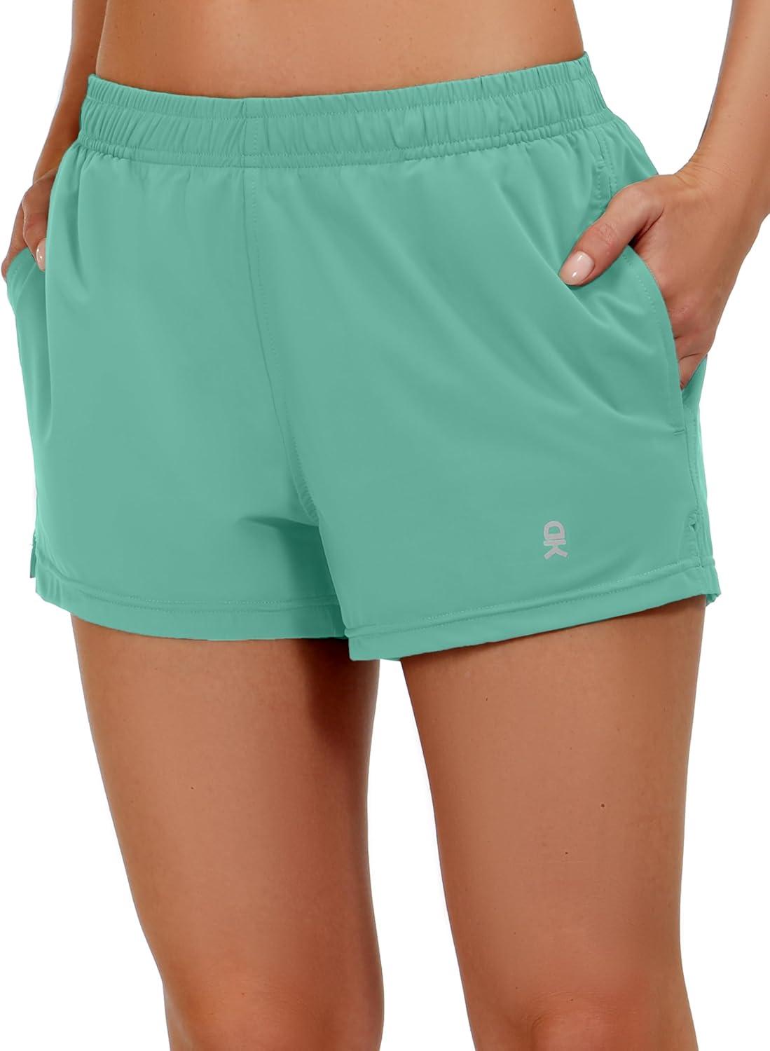 imageLittle Donkey Andy Womens Running ShortsQuick Dry Athletic Shorts Workout Sport Gym Shorts with PocketsUpgraded Light Green