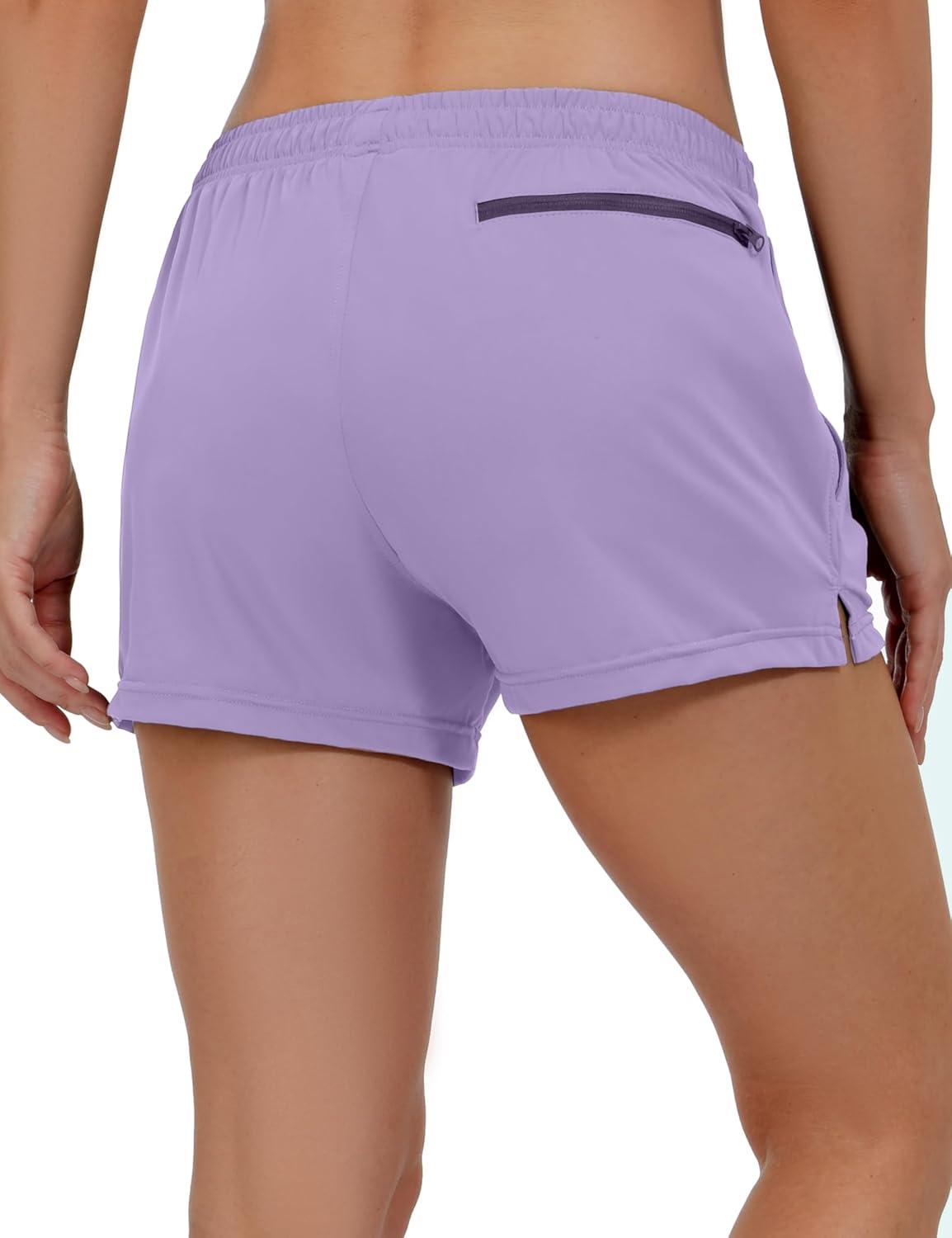 imageLittle Donkey Andy Womens Running ShortsQuick Dry Athletic Shorts Workout Sport Gym Shorts with PocketsUpgraded Light Purple