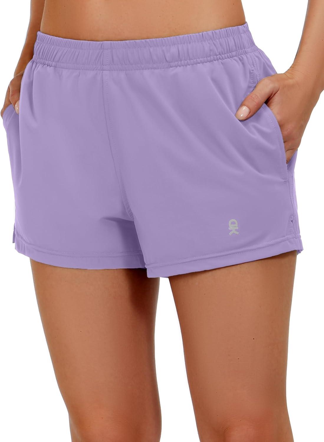 imageLittle Donkey Andy Womens Running ShortsQuick Dry Athletic Shorts Workout Sport Gym Shorts with PocketsUpgraded Light Purple