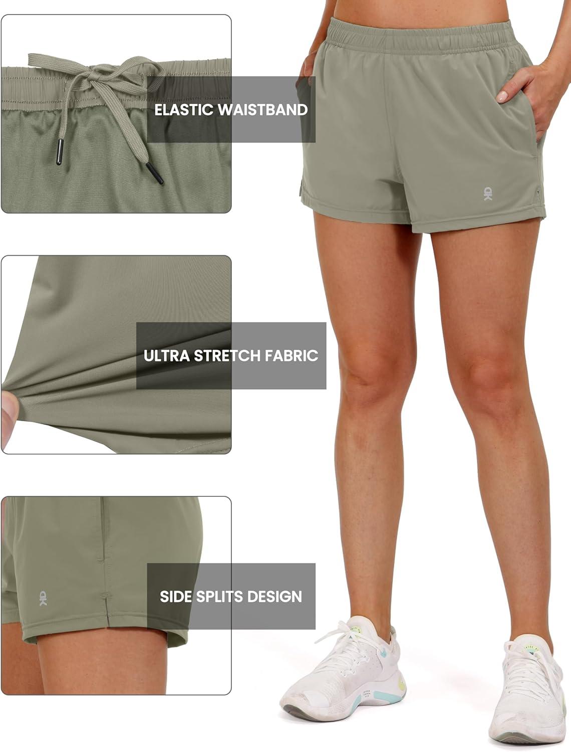 imageLittle Donkey Andy Womens Running ShortsQuick Dry Athletic Shorts Workout Sport Gym Shorts with PocketsUpgraded Sage