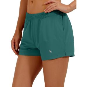Little Donkey Andy Women’s Running Shorts,Quick Dry Athletic Shorts Workout Sport Gym Shorts with Pockets(Upgraded Green-blue Slate)