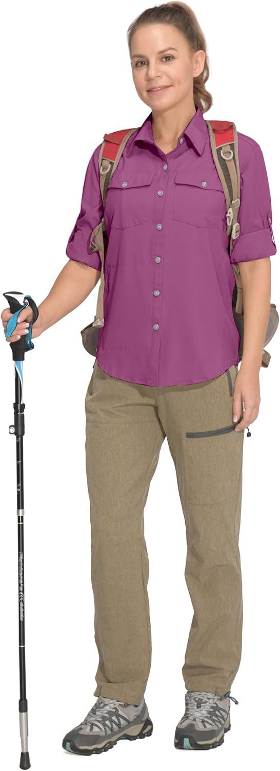 imageLittle Donkey Andy Womens Stretch Quick Dry UPF50 Long Sleeve Shirt for Hiking Travel CampingUpgraded Purple