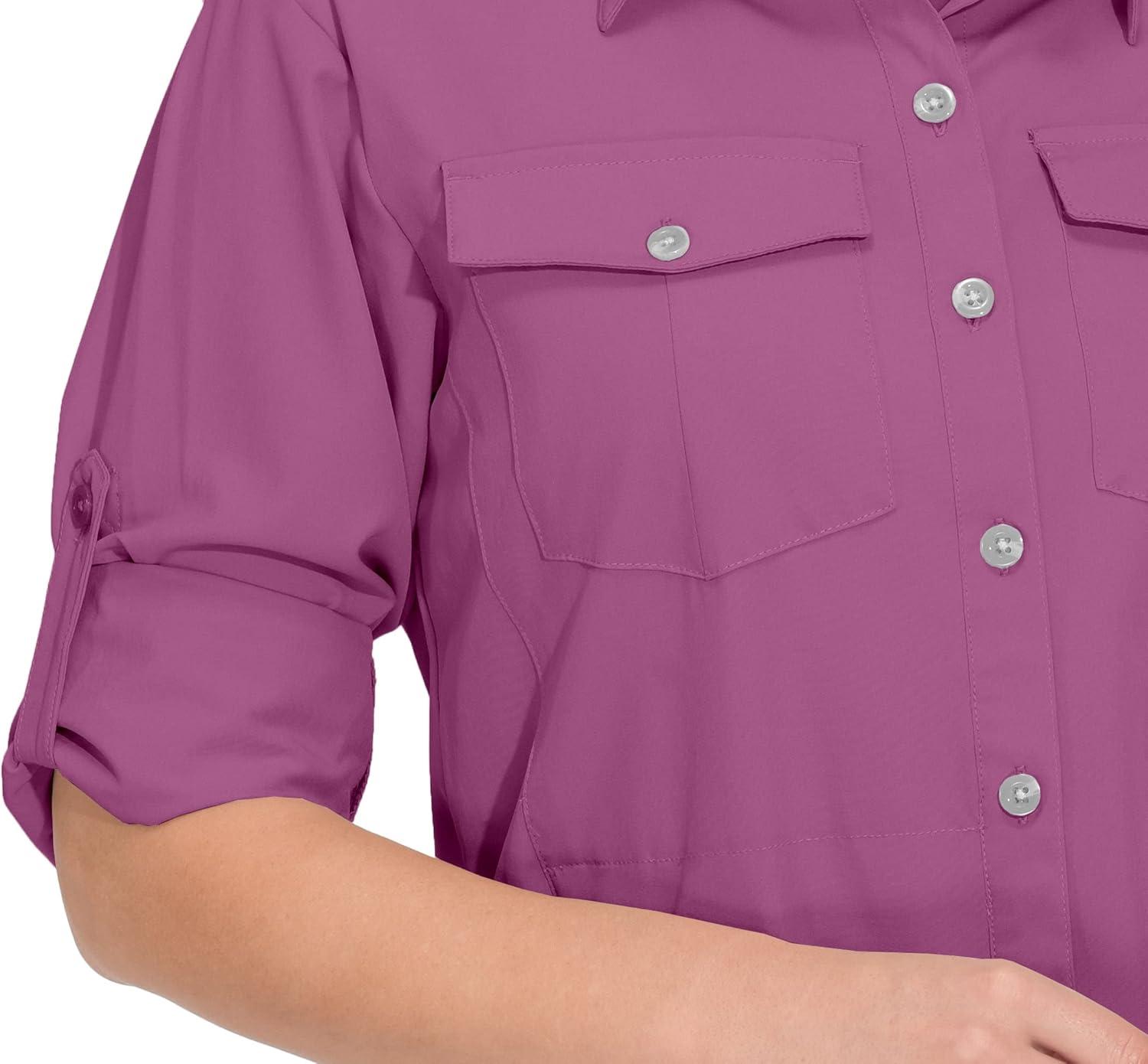 imageLittle Donkey Andy Womens Stretch Quick Dry UPF50 Long Sleeve Shirt for Hiking Travel CampingUpgraded Purple