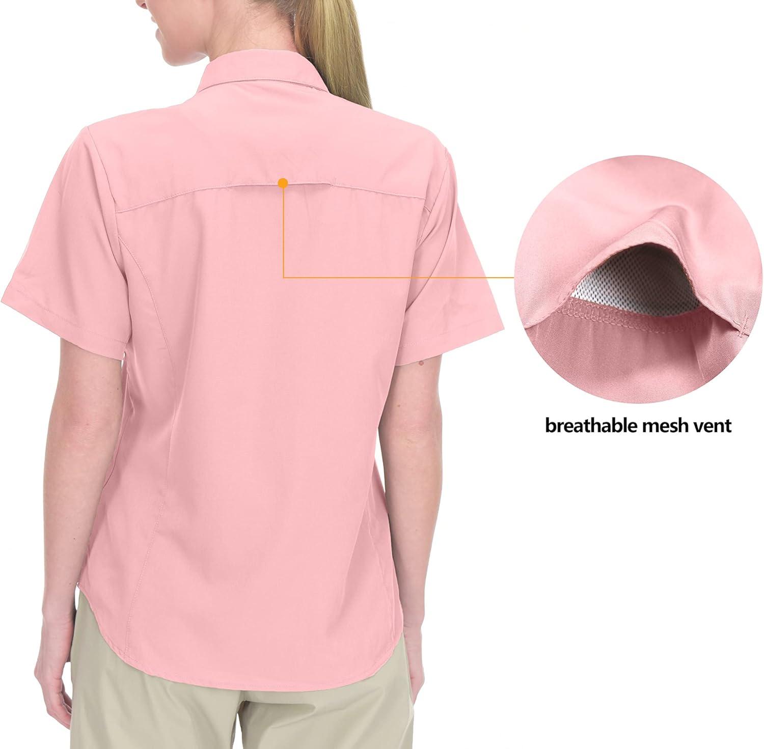 imageLittle Donkey Andy Womens Stretch Quick Dry UPF50 Short Sleeve Shirt for Hiking Travel Camping02 Pink