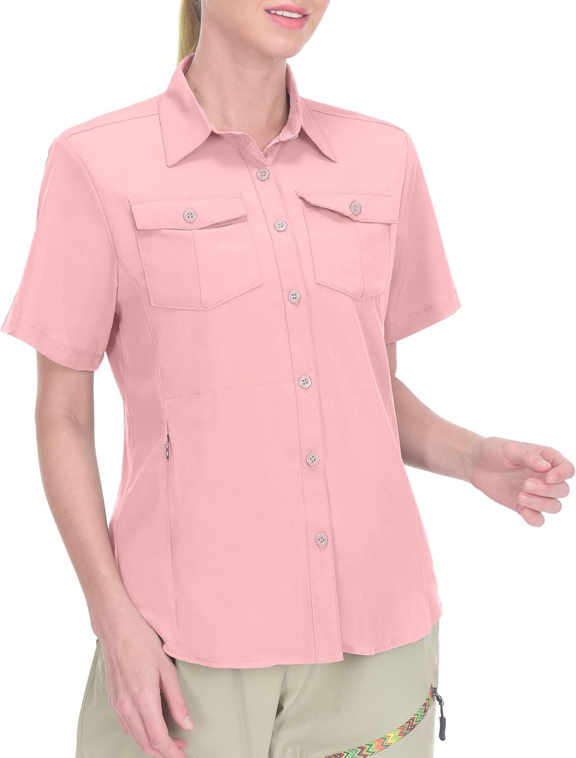imageLittle Donkey Andy Womens Stretch Quick Dry UPF50 Short Sleeve Shirt for Hiking Travel Camping02 Pink