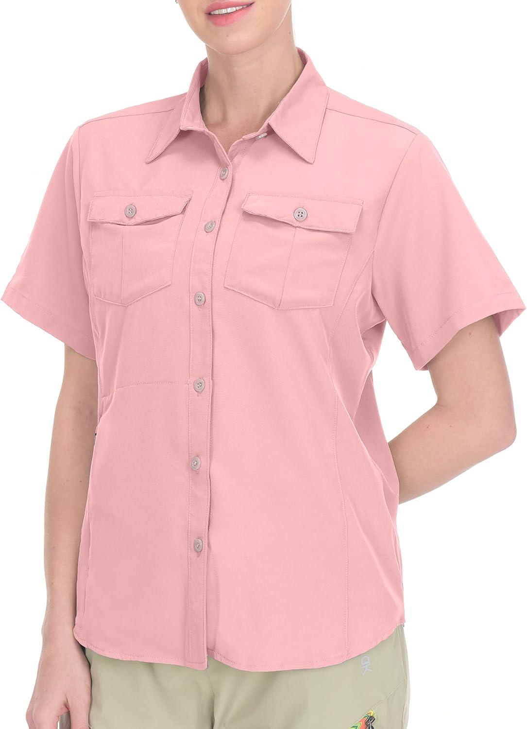 imageLittle Donkey Andy Womens Stretch Quick Dry UPF50 Short Sleeve Shirt for Hiking Travel Camping02 Pink