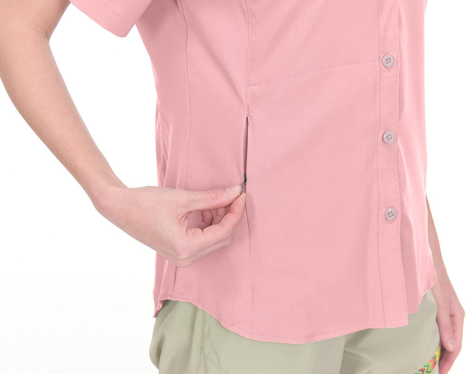 imageLittle Donkey Andy Womens Stretch Quick Dry UPF50 Short Sleeve Shirt for Hiking Travel Camping02 Pink
