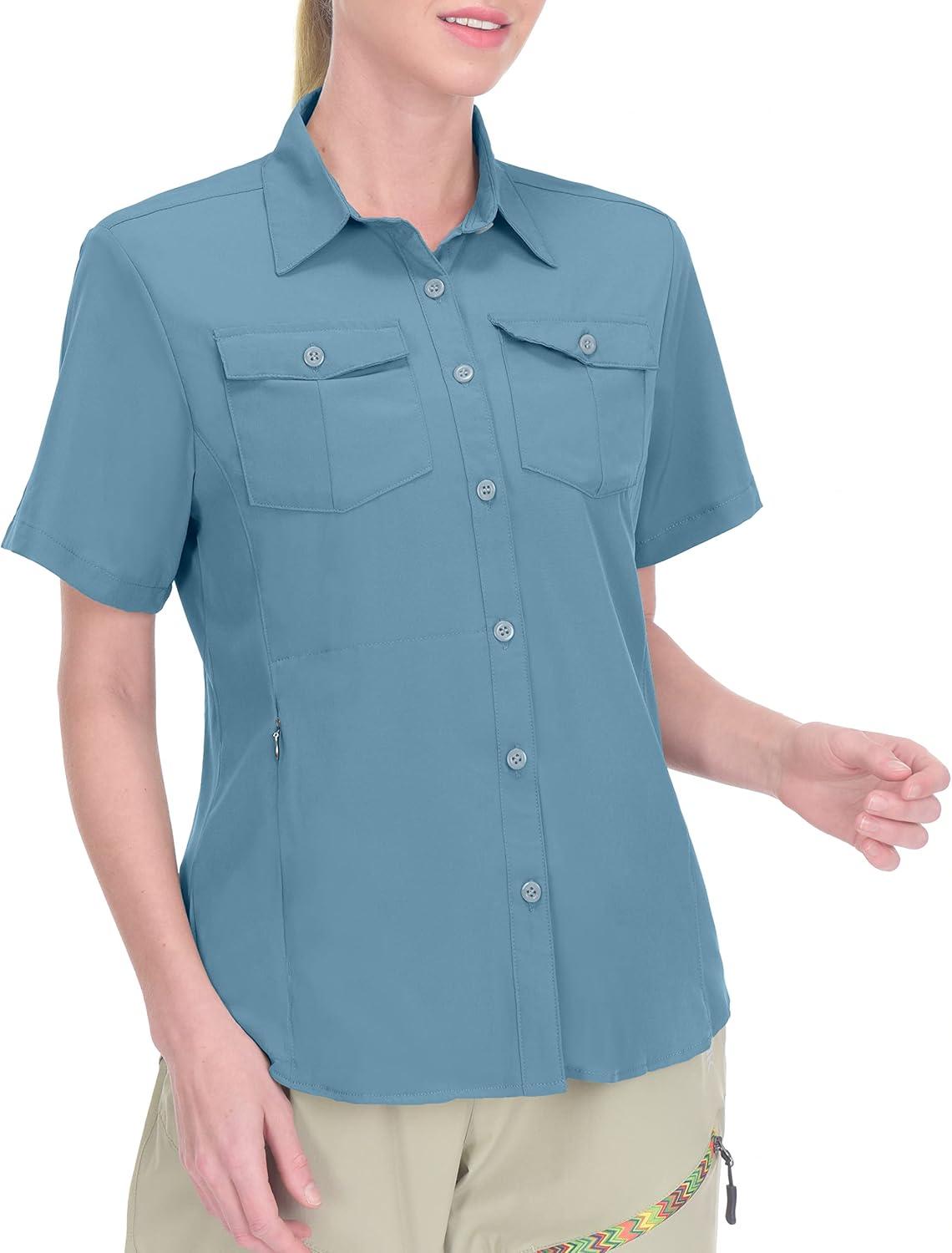 imageLittle Donkey Andy Womens Stretch Quick Dry UPF50 Short Sleeve Shirt for Hiking Travel Camping06 Slate