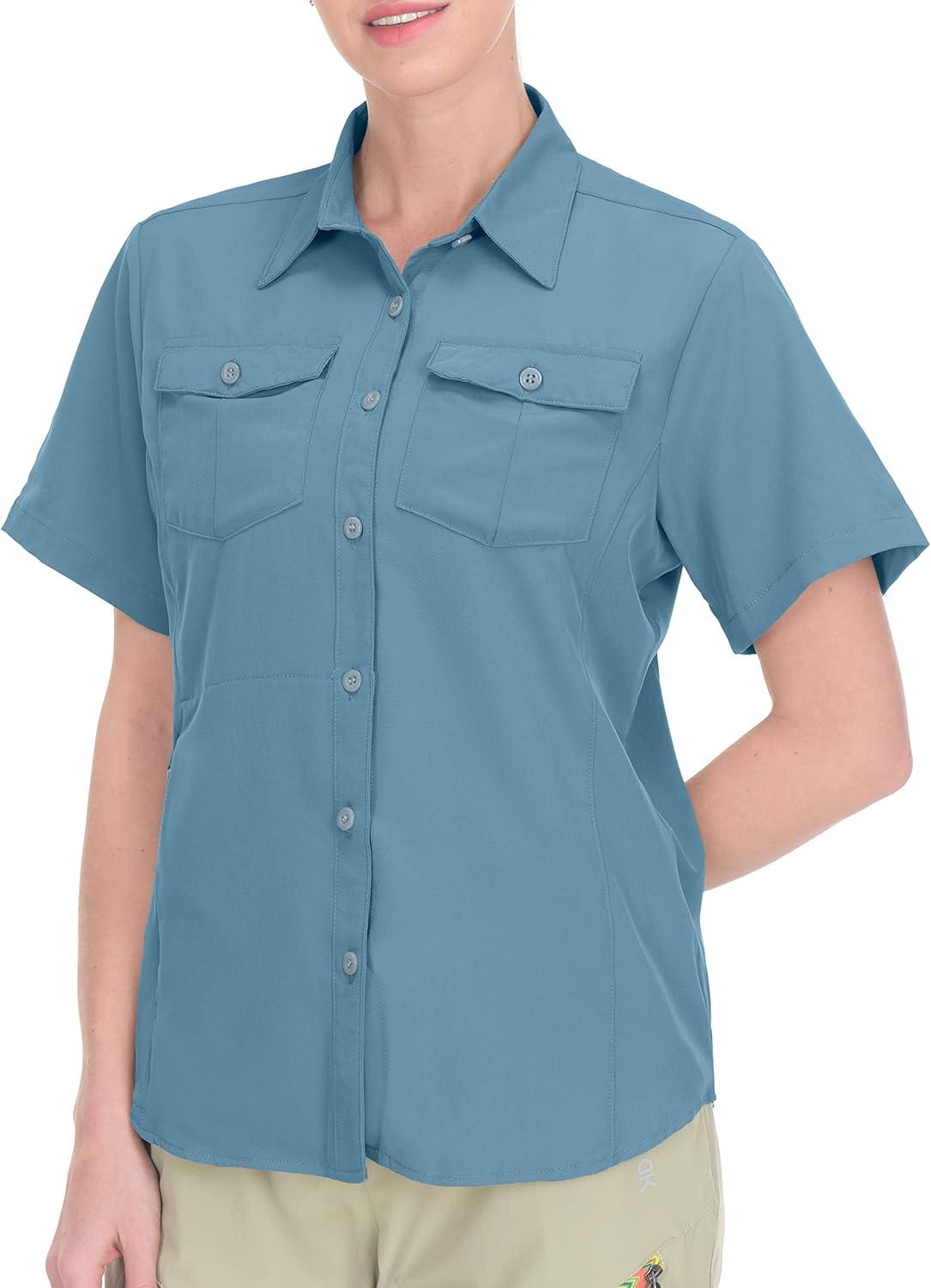 imageLittle Donkey Andy Womens Stretch Quick Dry UPF50 Short Sleeve Shirt for Hiking Travel Camping06 Slate