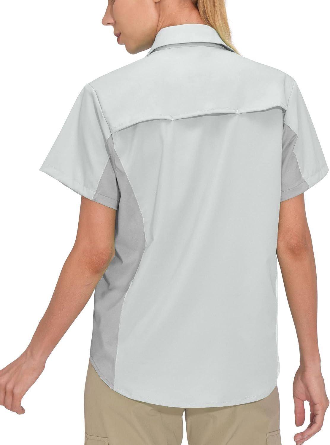 imageLittle Donkey Andy Womens Stretch Quick Dry UPF50 Short Sleeve Shirt for Hiking Travel CampingGlacier Gray
