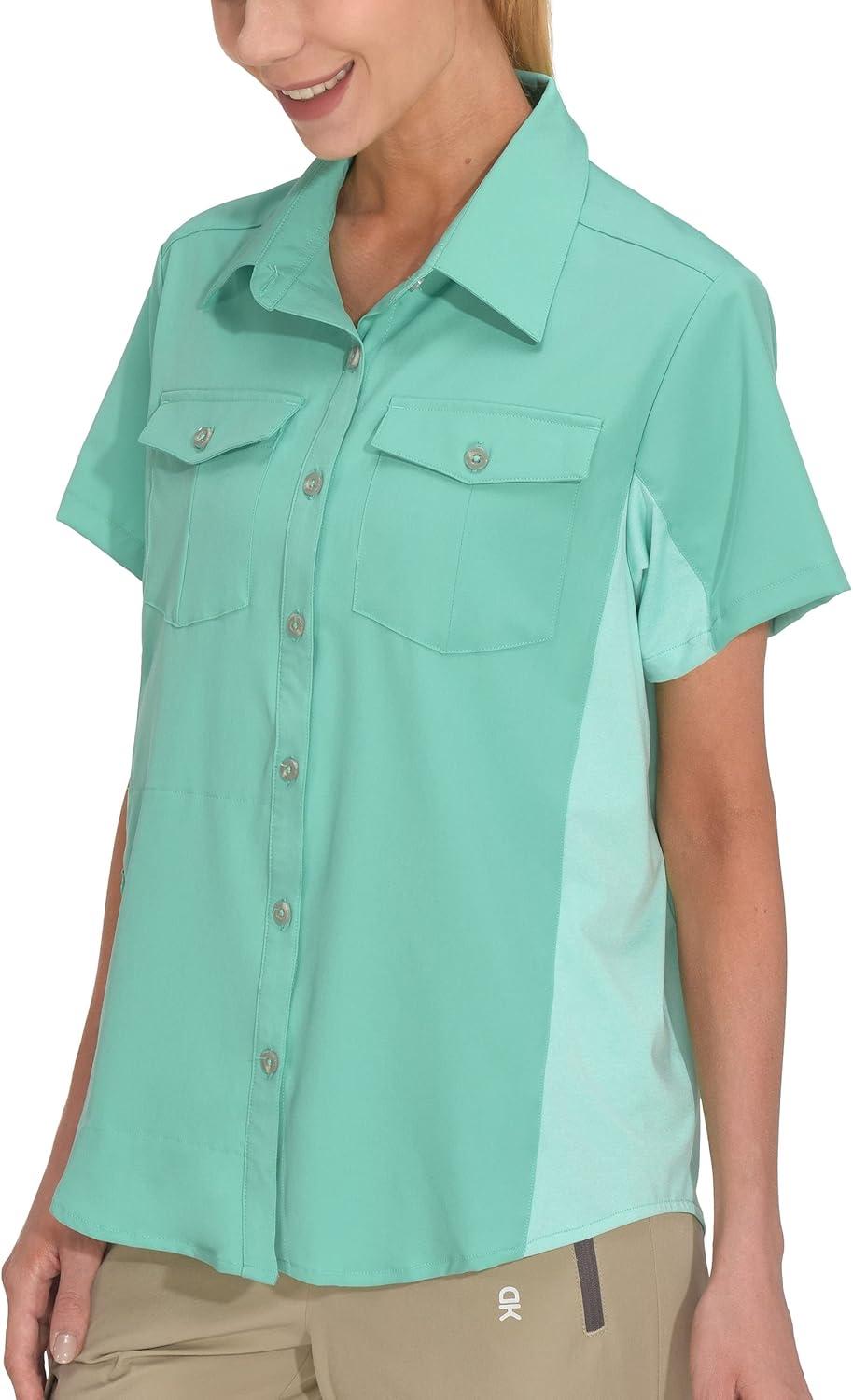 imageLittle Donkey Andy Womens Stretch Quick Dry UPF50 Short Sleeve Shirt for Hiking Travel CampingSeafoam