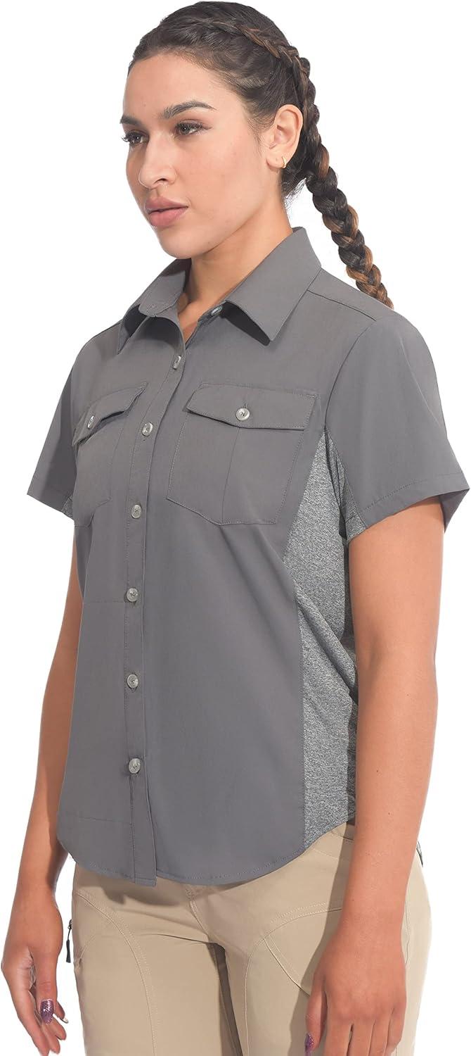 imageLittle Donkey Andy Womens Stretch Quick Dry UPF50 Short Sleeve Shirt for Hiking Travel CampingSteel Grey