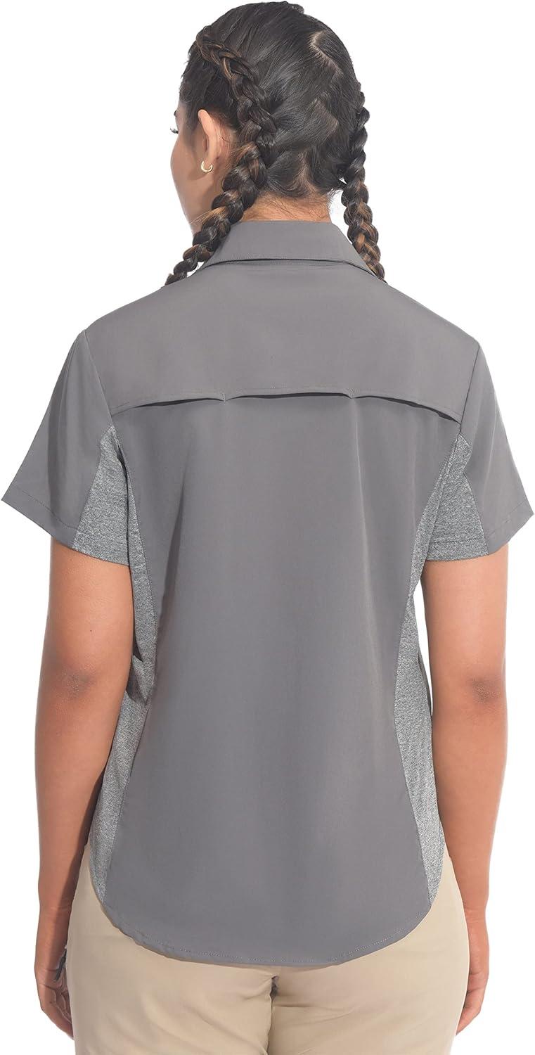 imageLittle Donkey Andy Womens Stretch Quick Dry UPF50 Short Sleeve Shirt for Hiking Travel CampingSteel Grey