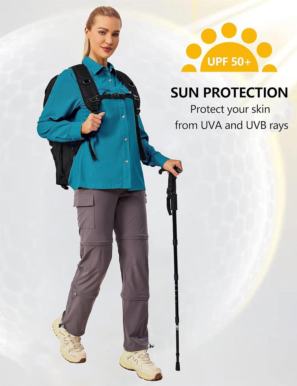 imageLittle Donkey Andy Womens UPF 50 UV Protection Breathable Long Sleeve Hiking Shirt Fishing Travel Shits AirHoles TechBlue Moon