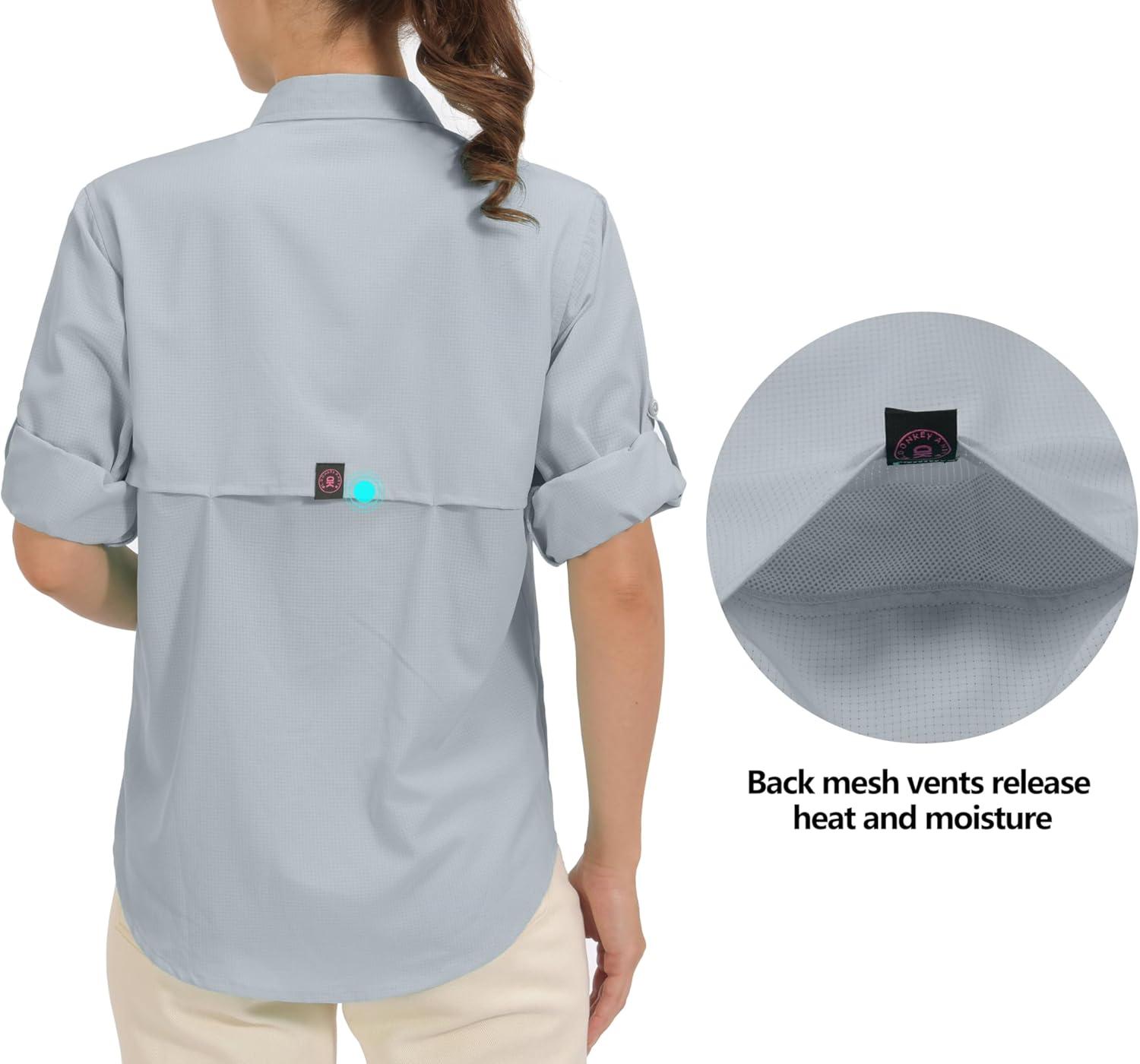 imageLittle Donkey Andy Womens UPF 50 UV Protection Shirt Breathable Long Sleeve Fishing Hiking Shirts Quick DryA Gray