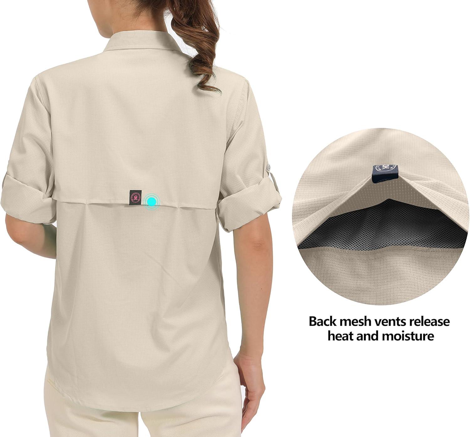 imageLittle Donkey Andy Womens UPF 50 UV Protection Shirt Breathable Long Sleeve Fishing Hiking Shirts Quick DryA Khaki