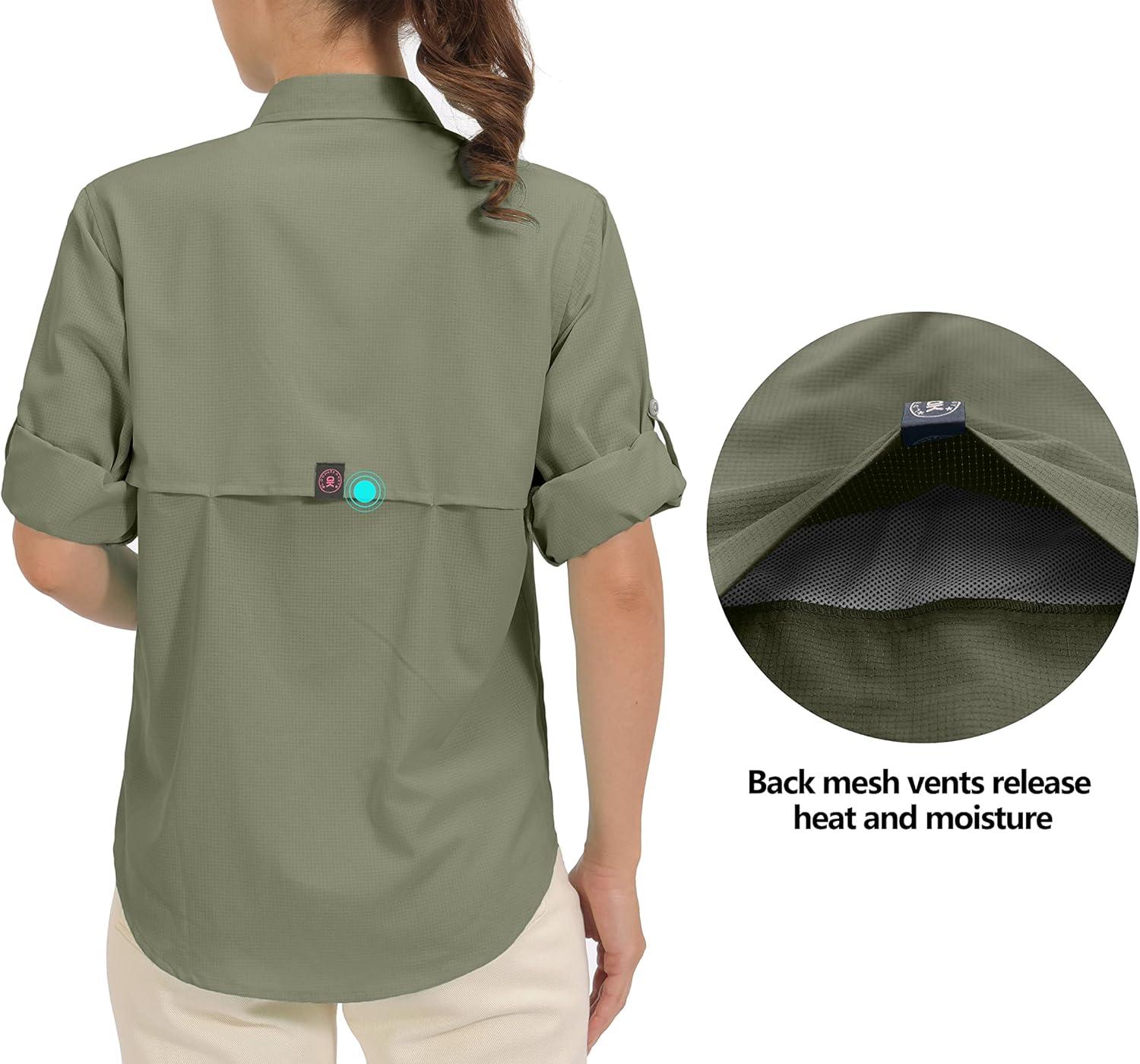 imageLittle Donkey Andy Womens UPF 50 UV Protection Shirt Breathable Long Sleeve Fishing Hiking Shirts Quick DryLoden Green