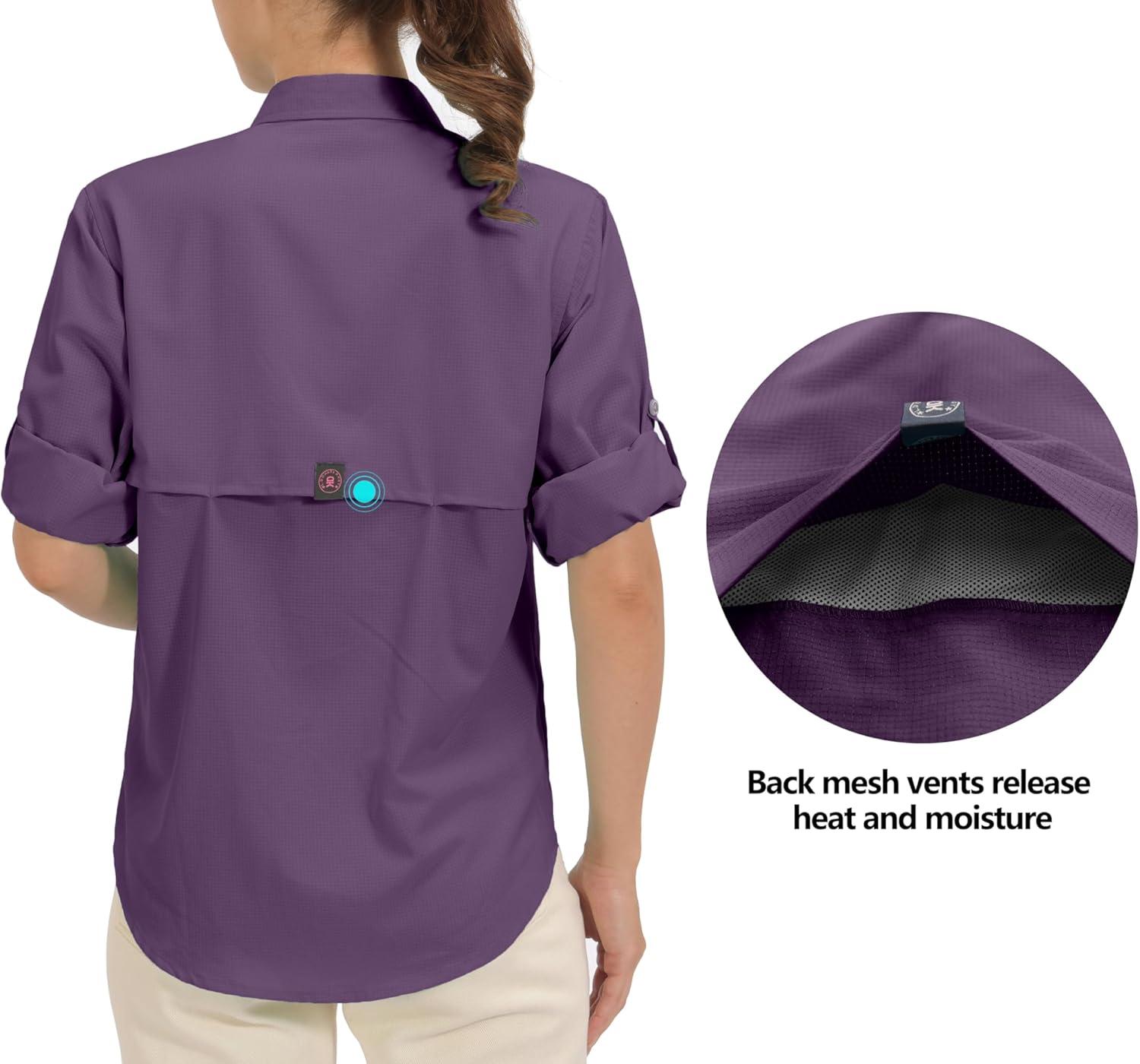 imageLittle Donkey Andy Womens UPF 50 UV Protection Shirt Breathable Long Sleeve Fishing Hiking Shirts Quick DryPurple