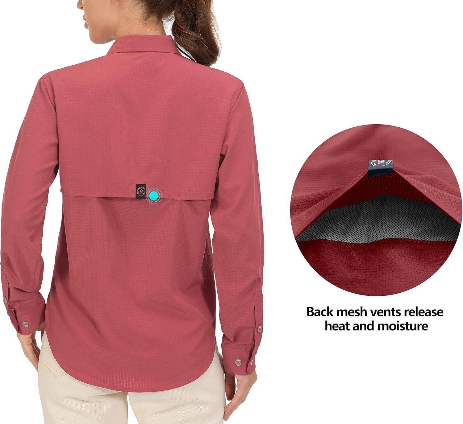 imageLittle Donkey Andy Womens UPF 50 UV Protection Shirt Breathable Long Sleeve Fishing Hiking Shirts Quick DryRacing Red