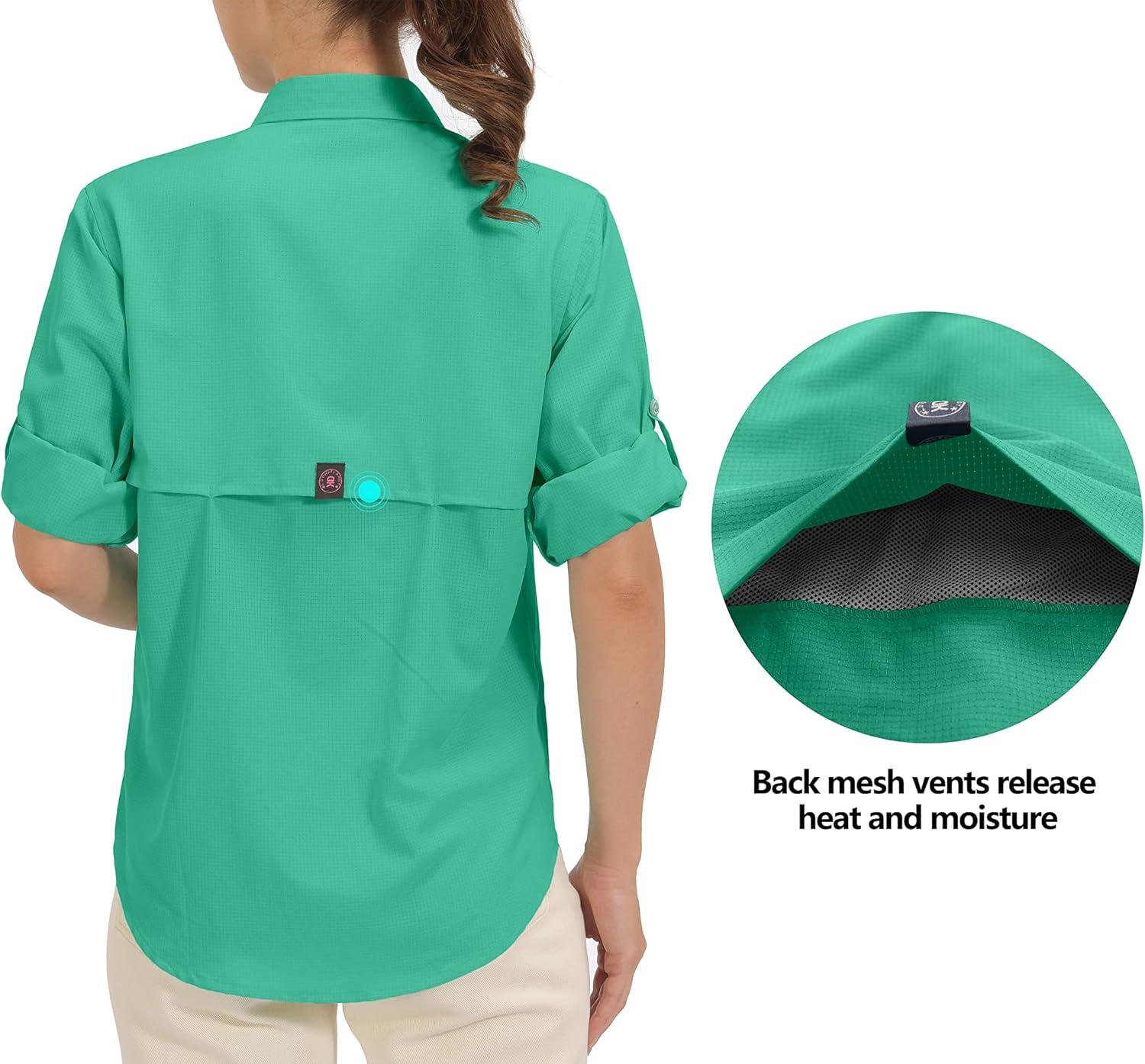 imageLittle Donkey Andy Womens UPF 50 UV Protection Shirt Breathable Long Sleeve Fishing Hiking Shirts Quick DryVivid Green