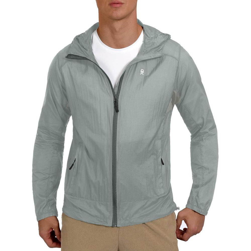 imageLittle Donkey Andy Mens UPF 50 Sun Protection Jacket Packable Lightweight Full Zip Hoodie for Running Travel OutdoorsUpgraded Gray