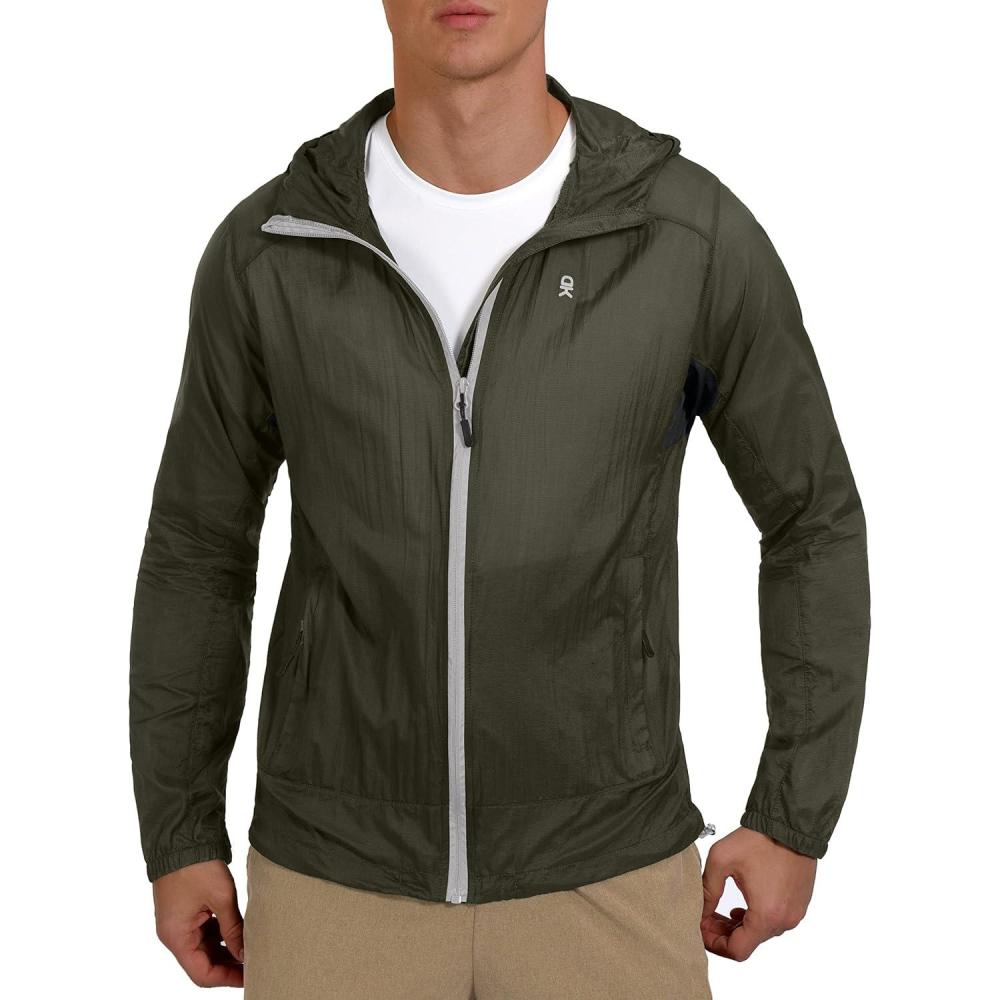 imageLittle Donkey Andy Mens UPF 50 Sun Protection Jacket Packable Lightweight Full Zip Hoodie for Running Travel OutdoorsUpgraded Olive
