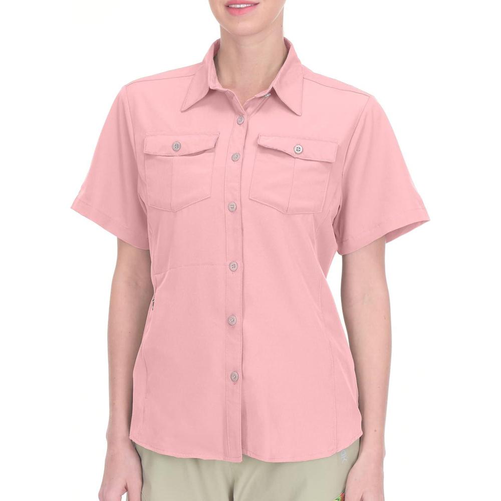 imageLittle Donkey Andy Womens Stretch Quick Dry UPF50 Short Sleeve Shirt for Hiking Travel Camping02 Pink