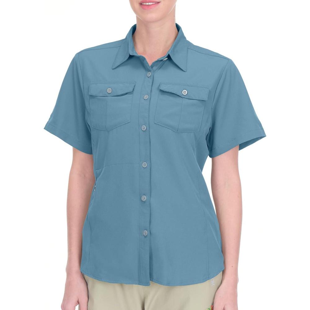 imageLittle Donkey Andy Womens Stretch Quick Dry UPF50 Short Sleeve Shirt for Hiking Travel Camping06 Slate
