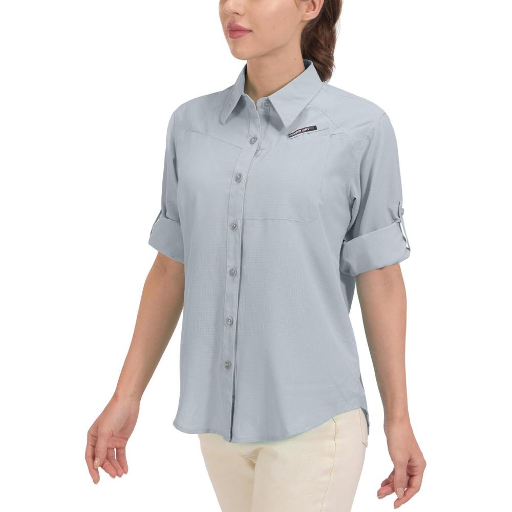 imageLittle Donkey Andy Womens UPF 50 UV Protection Shirt Breathable Long Sleeve Fishing Hiking Shirts Quick DryA Gray
