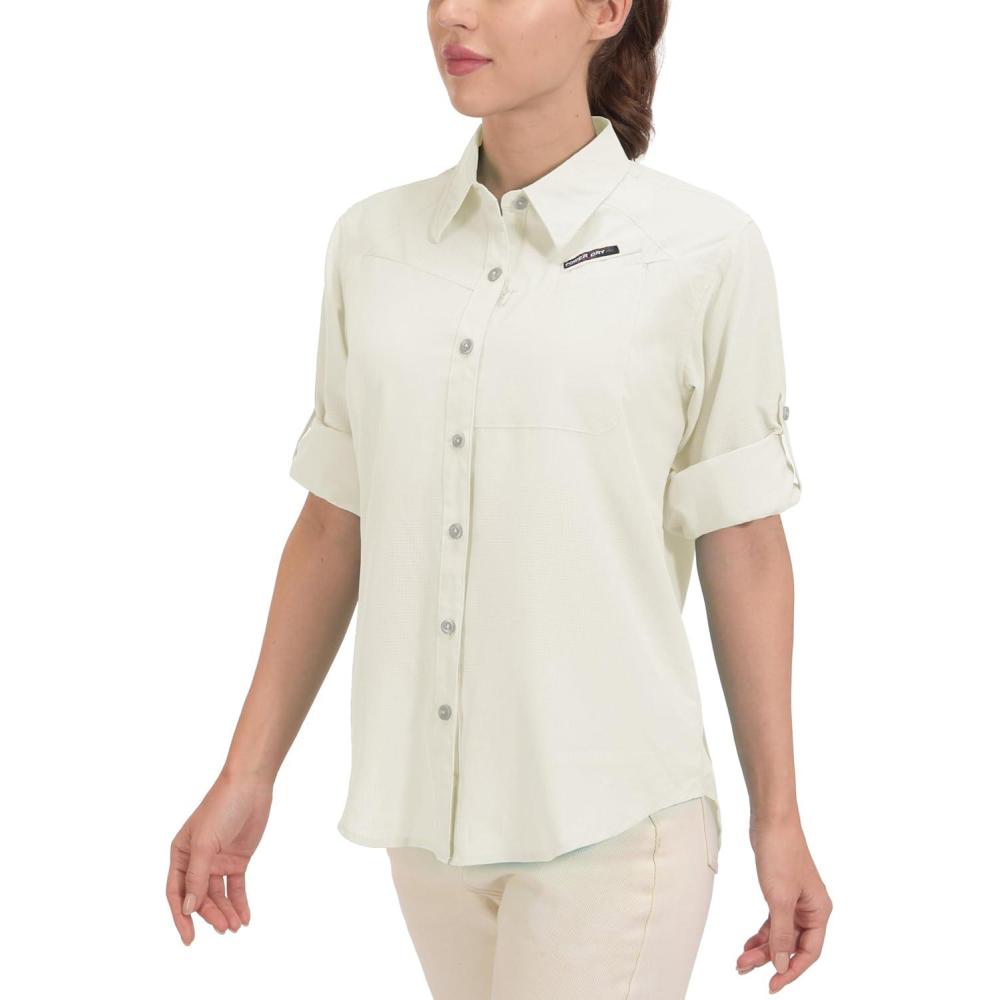 imageLittle Donkey Andy Womens UPF 50 UV Protection Shirt Breathable Long Sleeve Fishing Hiking Shirts Quick DryMarshmallow