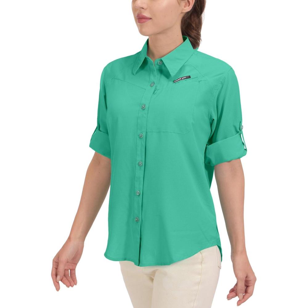 imageLittle Donkey Andy Womens UPF 50 UV Protection Shirt Breathable Long Sleeve Fishing Hiking Shirts Quick DryVivid Green