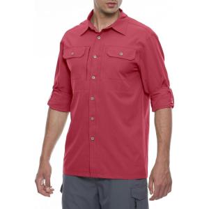 Little Donkey Andy Men’s Stretch Quick Dry UPF50+ Long Sleeve Shirt for Hiking, Travel, Camping(A Watermelon Red)