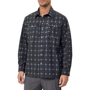 Little Donkey Andy Men’s Stretch Quick Dry UPF50+ Long Sleeve Shirt for Hiking, Travel, Camping(Black Plaid)