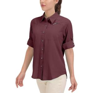 Little Donkey Andy Women’s UPF 50 UV Protection Shirt, Breathable Long Sleeve Fishing Hiking Shirts, Quick Dry(Dark Red)