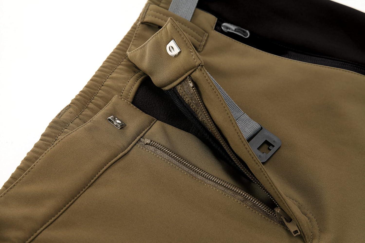 imageLittle Donkey Andy Mens WaterRepellent Softshell Insulated Pants for Hiking Ski Snow Fleece LinedOlive