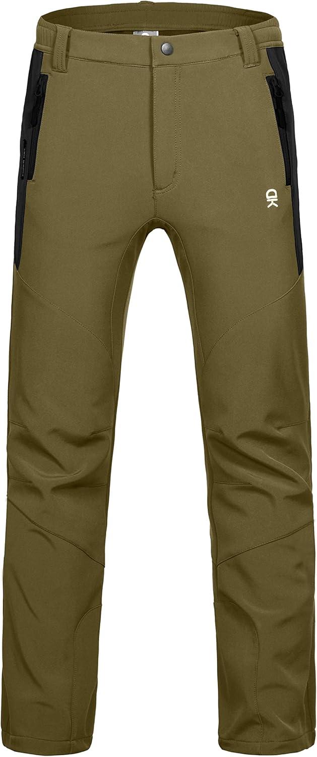imageLittle Donkey Andy Mens WaterRepellent Softshell Insulated Pants for Hiking Ski Snow Fleece LinedOlive