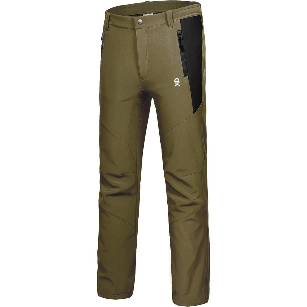 imageLittle Donkey Andy Mens WaterRepellent Softshell Insulated Pants for Hiking Ski Snow Fleece LinedOlive