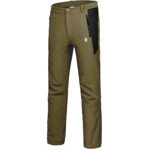 Little Donkey Andy Men’s Water-Repellent Softshell Insulated Pants for Hiking Ski Snow, Fleece Lined(Olive)