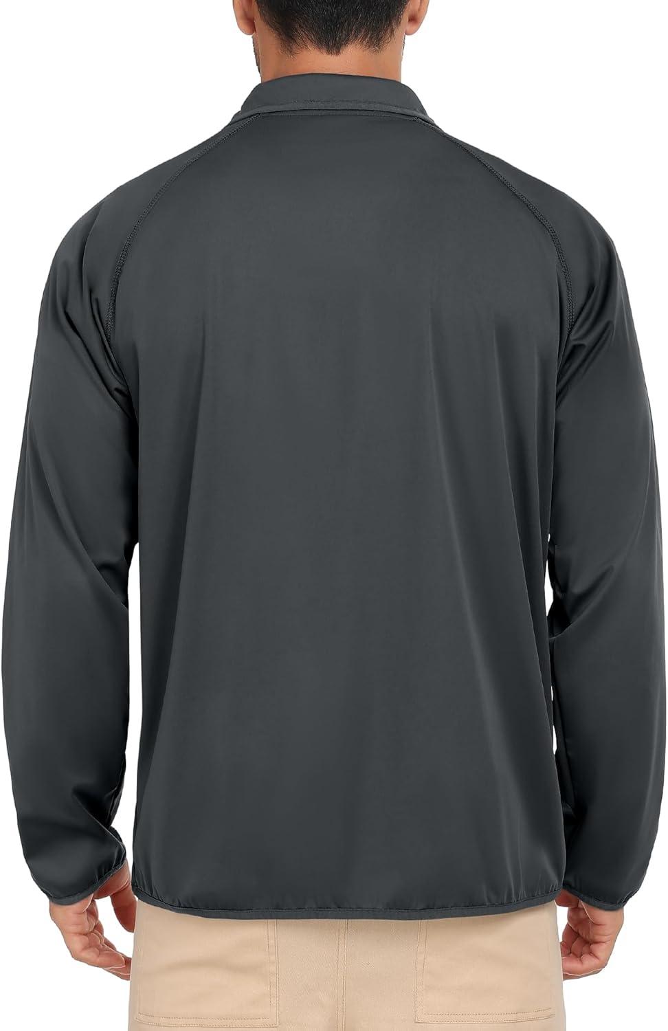 imageLittle Donkey Andy Mens Golf Pullover 14 Zip Sweatshirts Waterproof Windbreak Quarter Zip Golf Jacket with 3 PocketsGrey