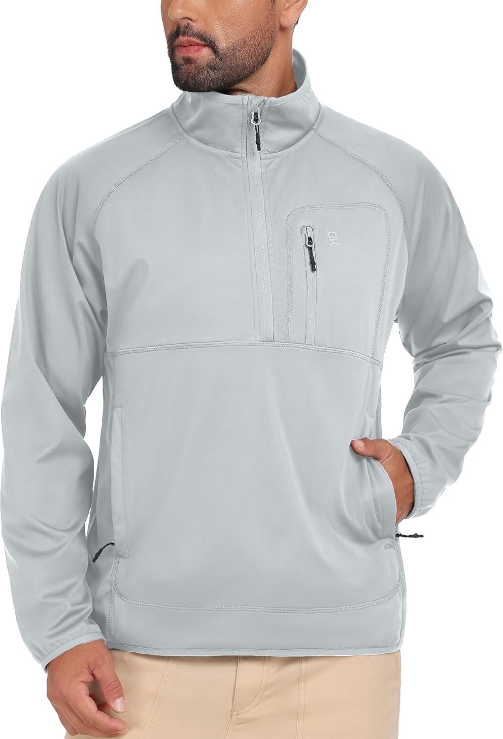 imageLittle Donkey Andy Mens Golf Pullover 14 Zip Sweatshirts Waterproof Windbreak Quarter Zip Golf Jacket with 3 PocketsWhite