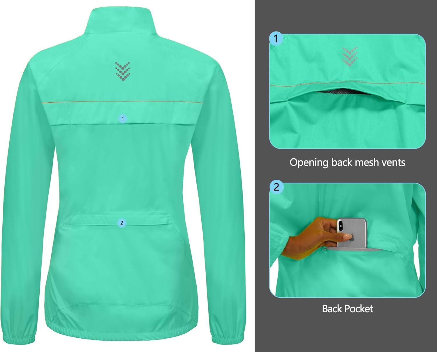 imageLittle Donkey Andy Womens Lightweight Rain Cycling Stretch Jacket with Hood Windproof and Waterproof Ultralight PackableB9upgradeaqua Green