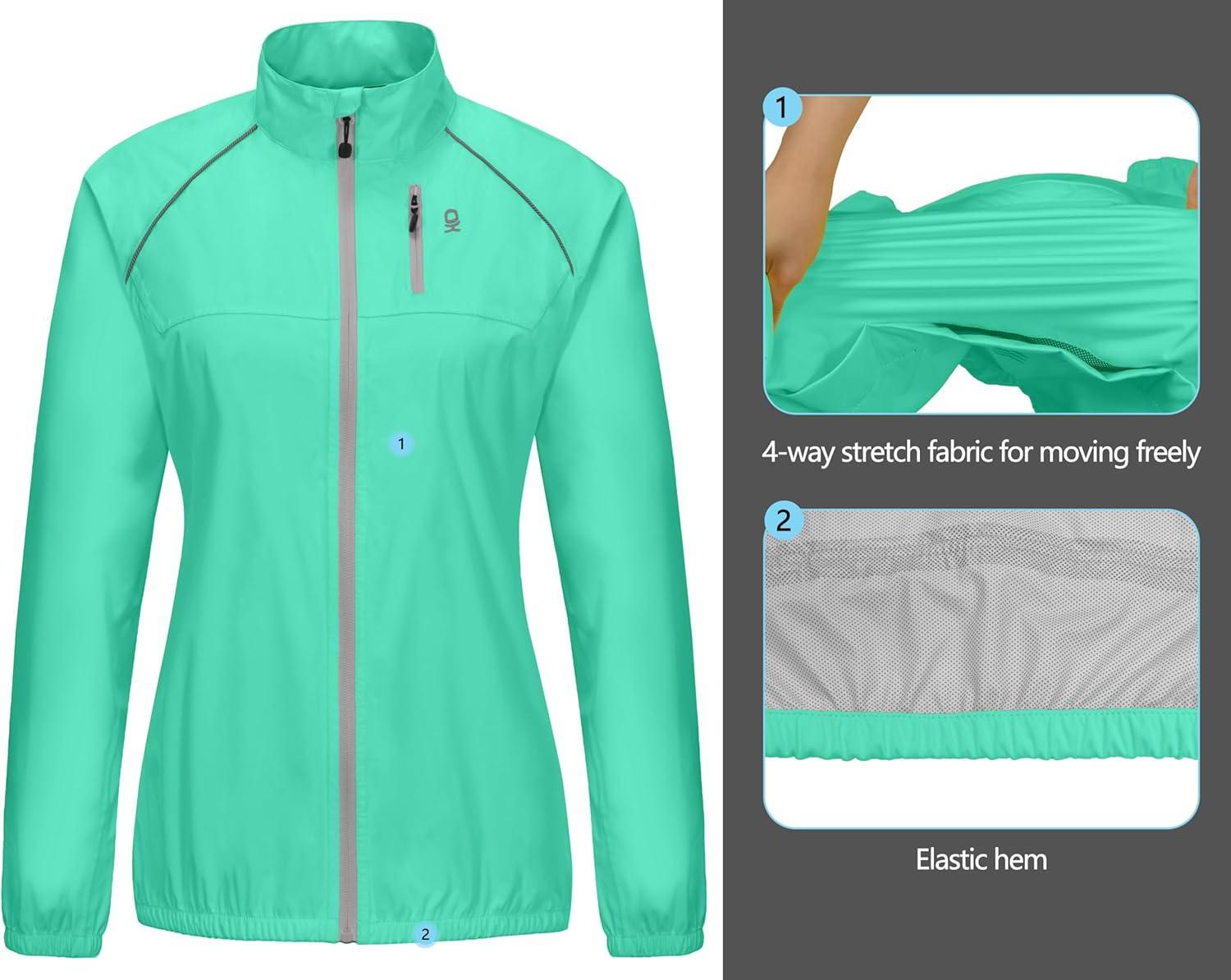 imageLittle Donkey Andy Womens Lightweight Rain Cycling Stretch Jacket with Hood Windproof and Waterproof Ultralight PackableB9upgradeaqua Green