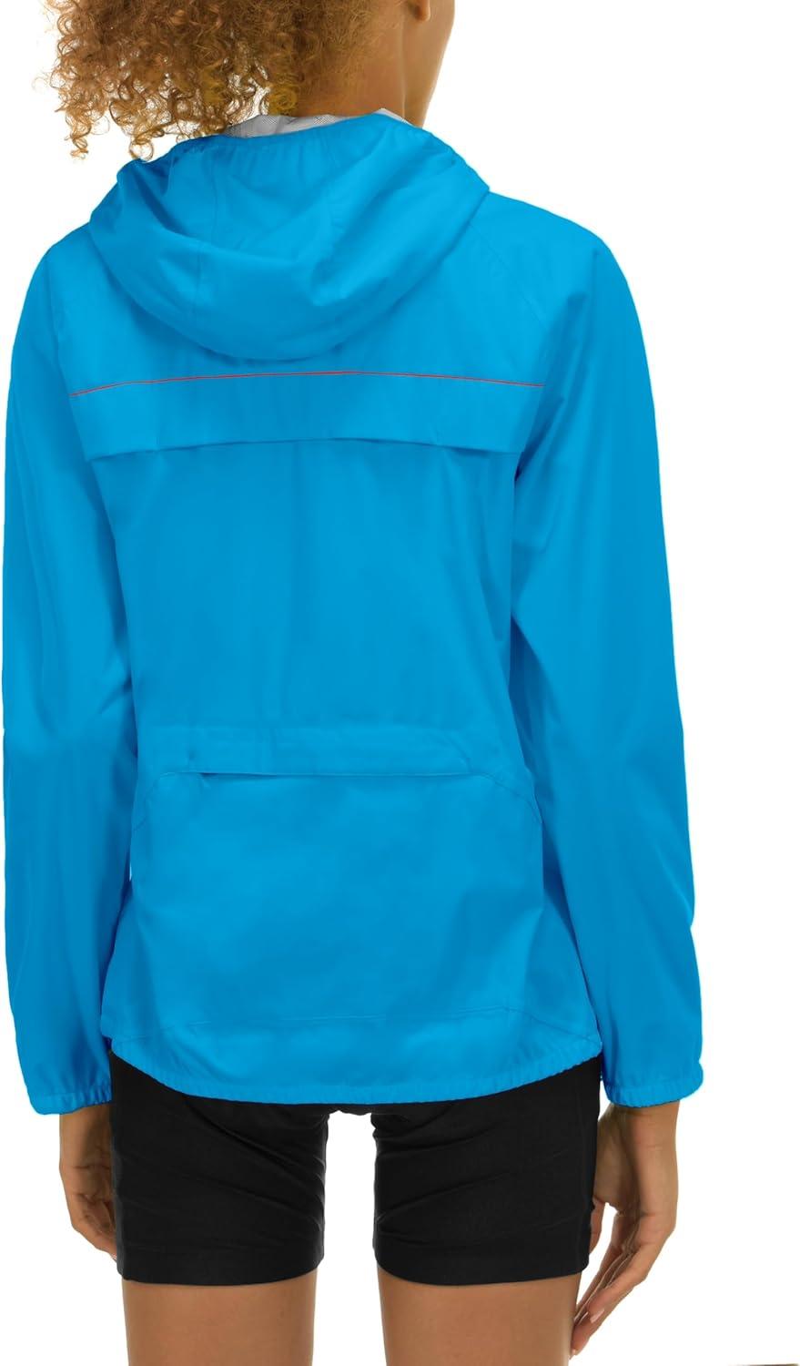 imageLittle Donkey Andy Womens Lightweight Rain Cycling Stretch Jacket with Hood Windproof and Waterproof Ultralight PackableUpgrade Hooddiva Blue