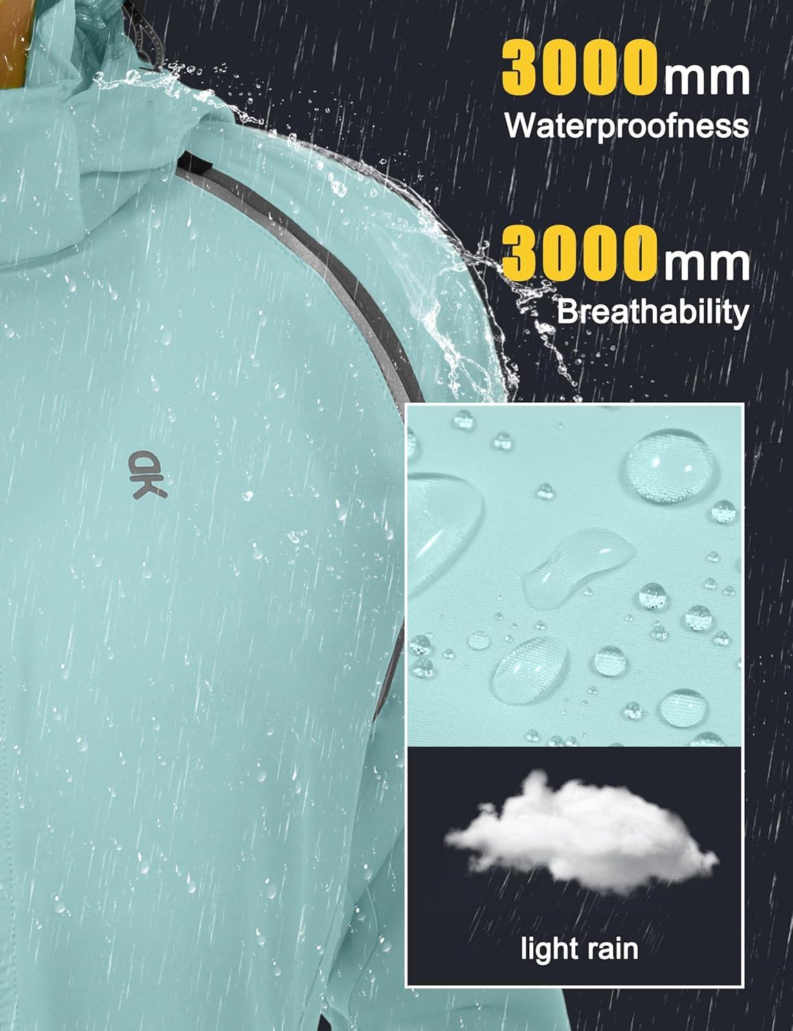 imageLittle Donkey Andy Womens Lightweight Waterproof Cycling Jacket with Removable Sleeves amp Hood for Biking Running GolfBlue Glow