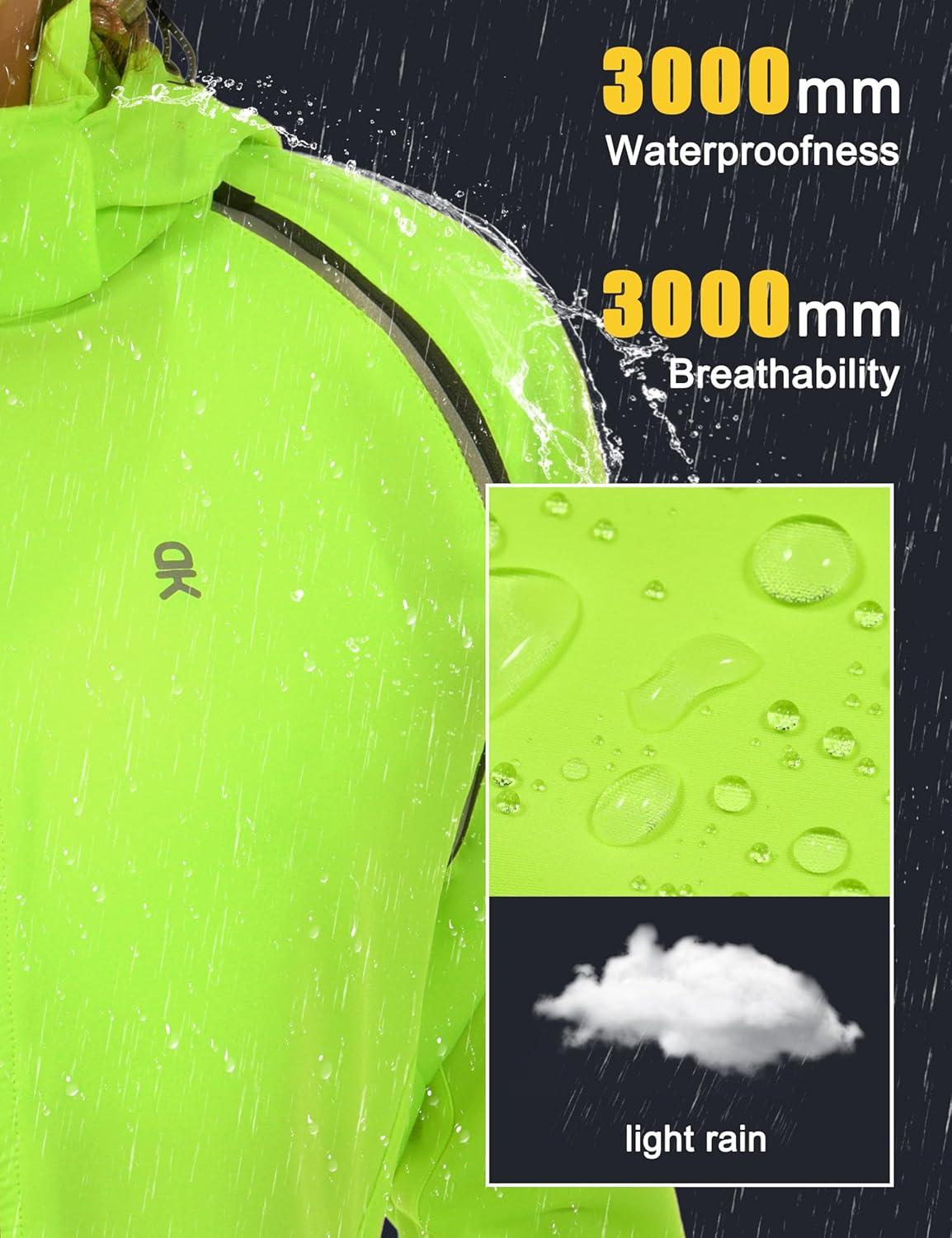 imageLittle Donkey Andy Womens Lightweight Waterproof Cycling Jacket with Removable Sleeves amp Hood for Biking Running GolfFluorescent Yellow