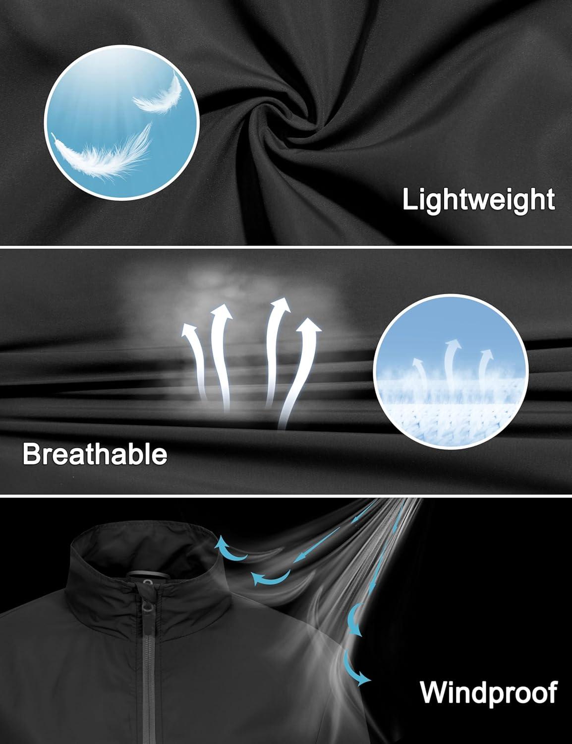 imageLittle Donkey Andy Womens Lightweight Windbreaker Jacket Breathable Windproof Jacket Hiking Running Golf UPF50B1black